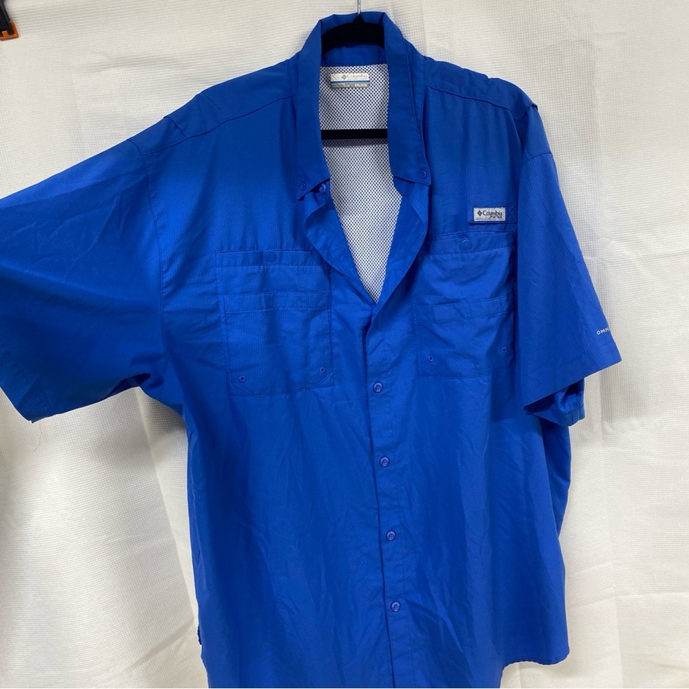 Columbia Men's Vibrant Blue Fishing Shirt Size XXL